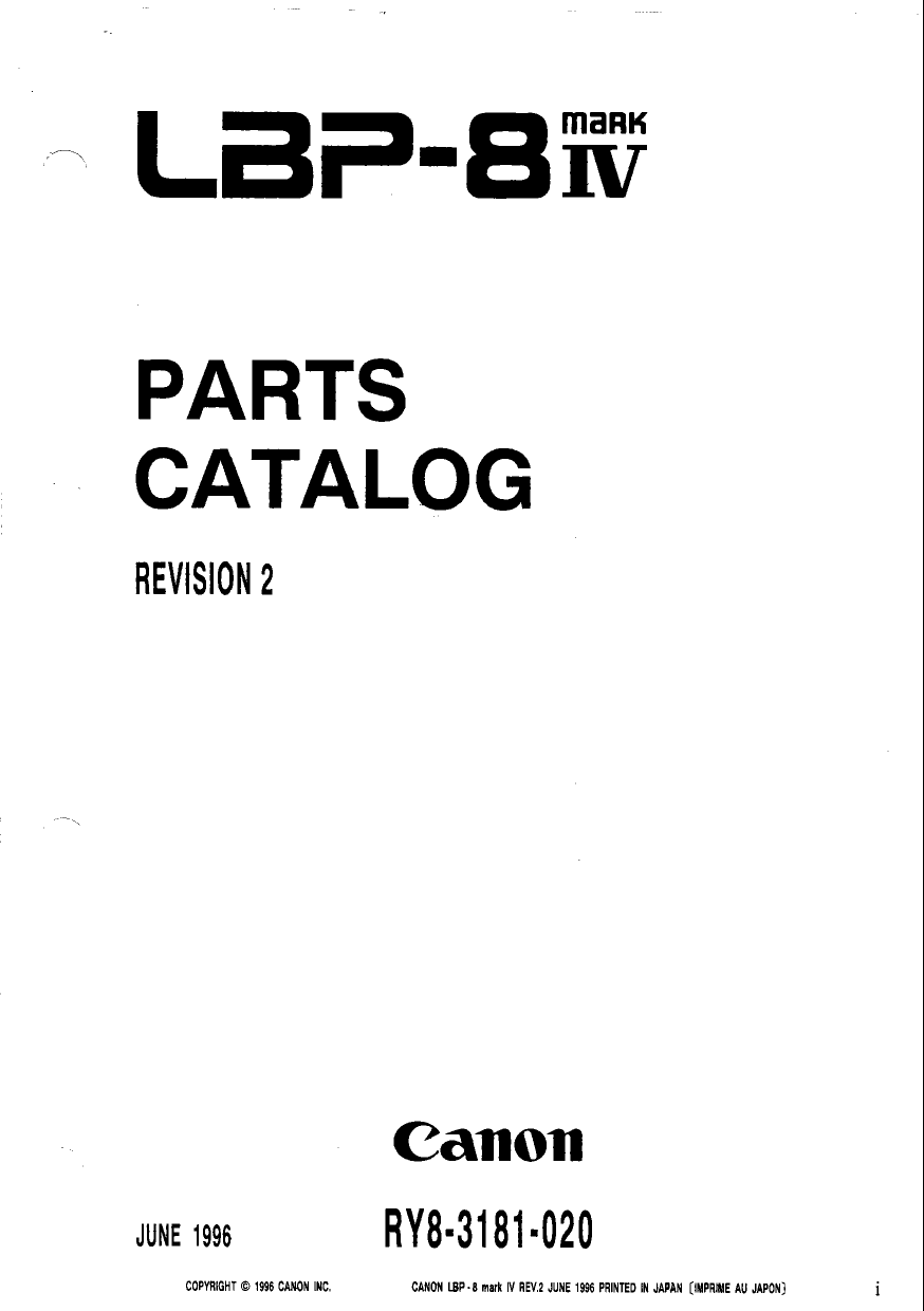 Canon imageCLASS LBP-8IV Parts Catalog Manual-1